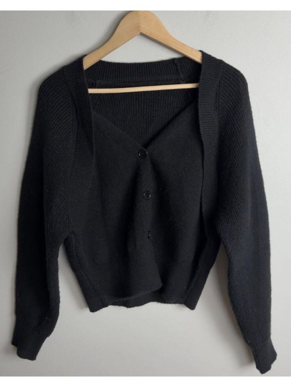 COMMENSE Black Button-Up Cardigan Sweater Size Medium Acrylic Blend Knit Women’s